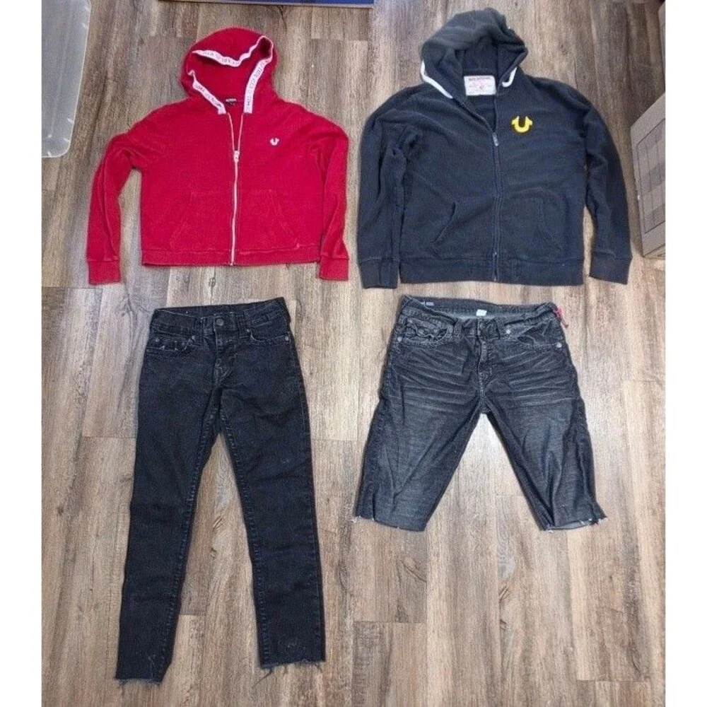True Religion Men’s Clothing Lot (Hoodies XL, Jeans 33, & Shorts 28)